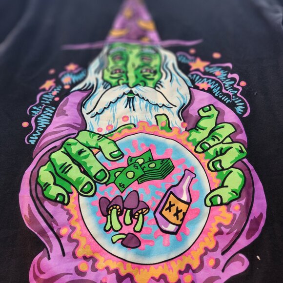 Zumiez A.Lab Mystical Wizard Money Graphic Tee S- BLACK - Picture 1 of 5